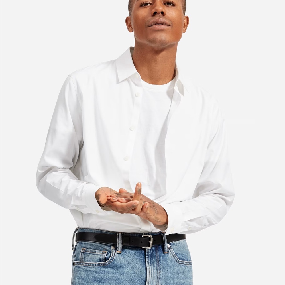 Everlane Mens Standard Fit Performance Air Oxford long sleeve shirt - size L